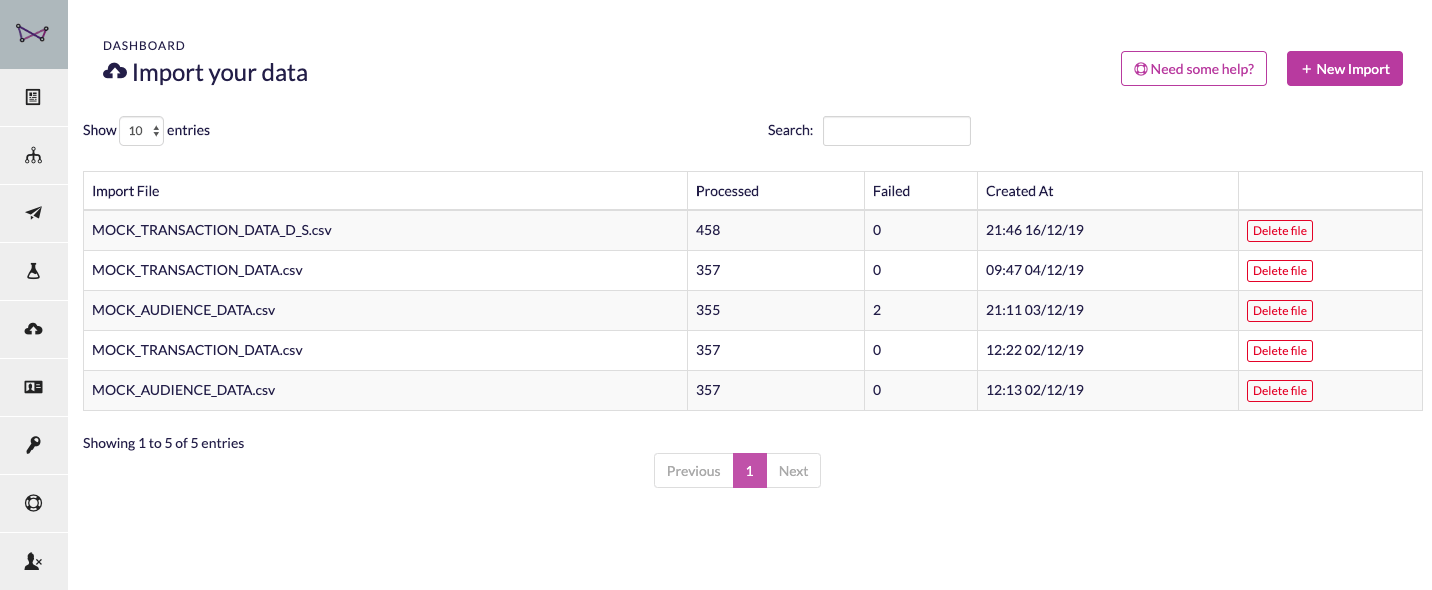Websand Import Page