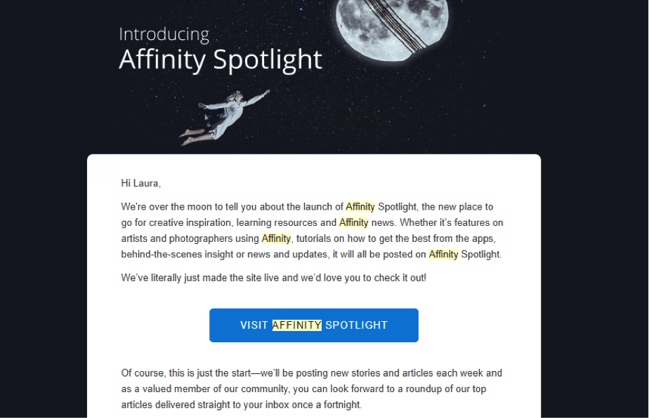 Affinity Spotlight Email Marketing