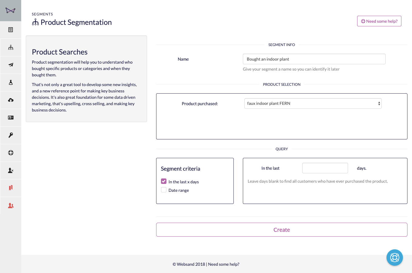 websand product segment