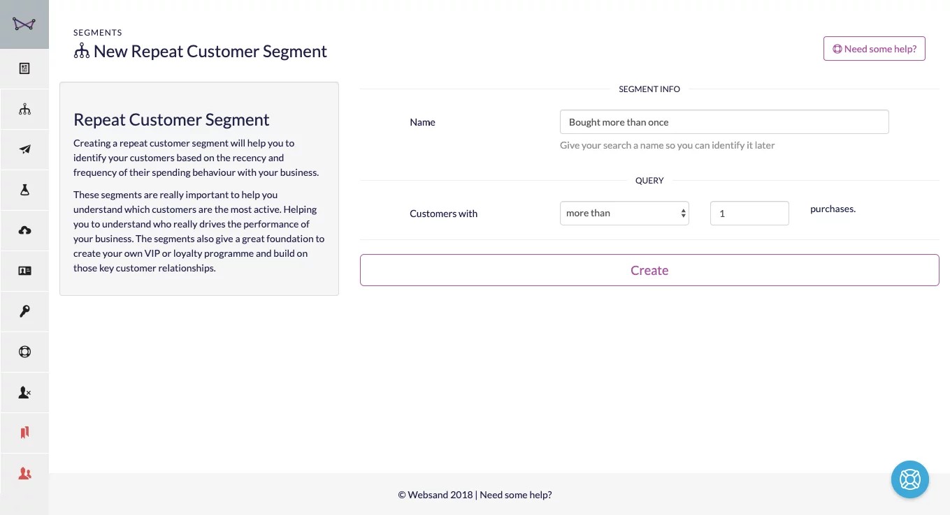 websand repeat purchase segment