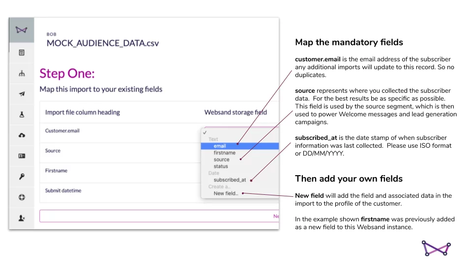 Websand Audience Import Mapping Explained