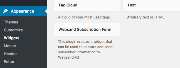 Websand subscription form widget