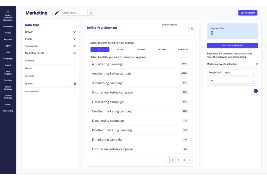 Select your campaign when segmenting your audience