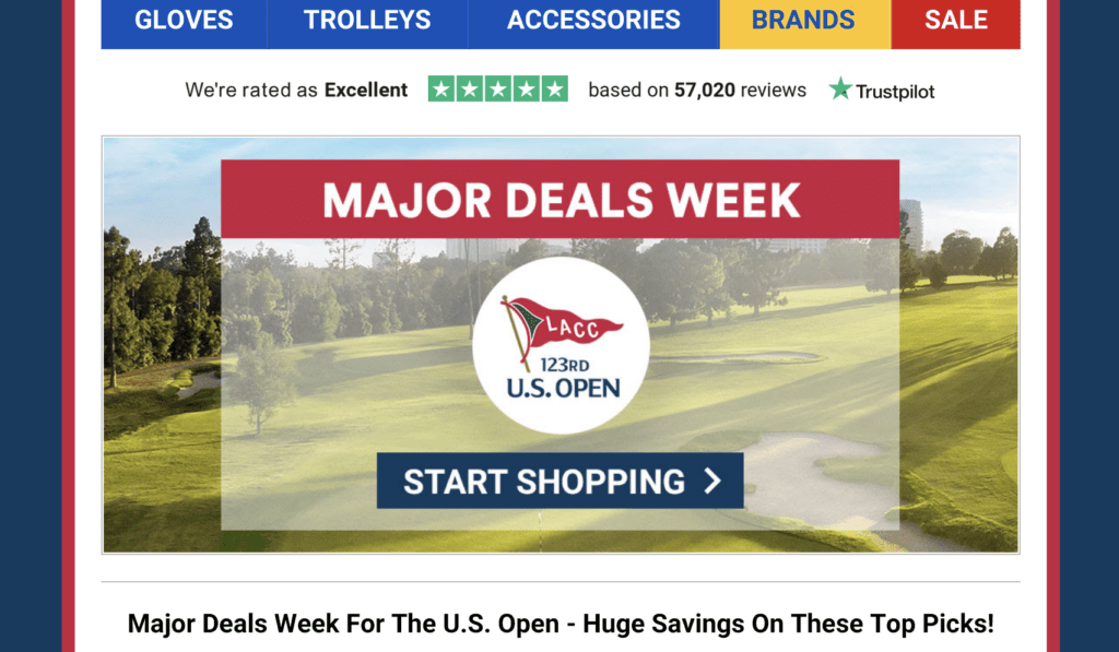 Compelling reason – time-sensitive golf related deals